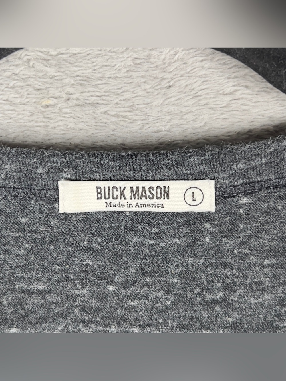 Buck Mason Slub Curved Hem T-Shirt Men's Large Charcoal Short Sleeve USA Made - Picture 4 of 11